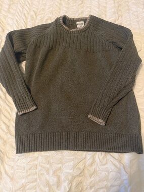 Columbia Men's Crewneck Sweater in Olive Green with Cream Trim